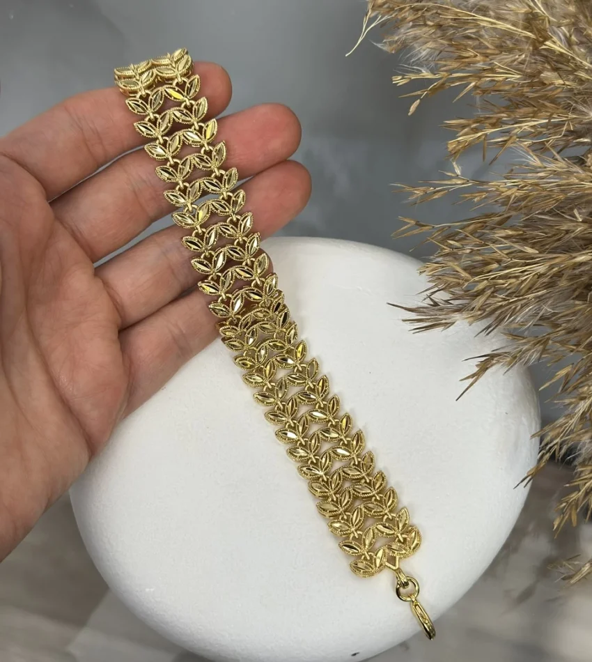 22 Ayar Cift Sıra Başak Bileklik (19+4 cm)