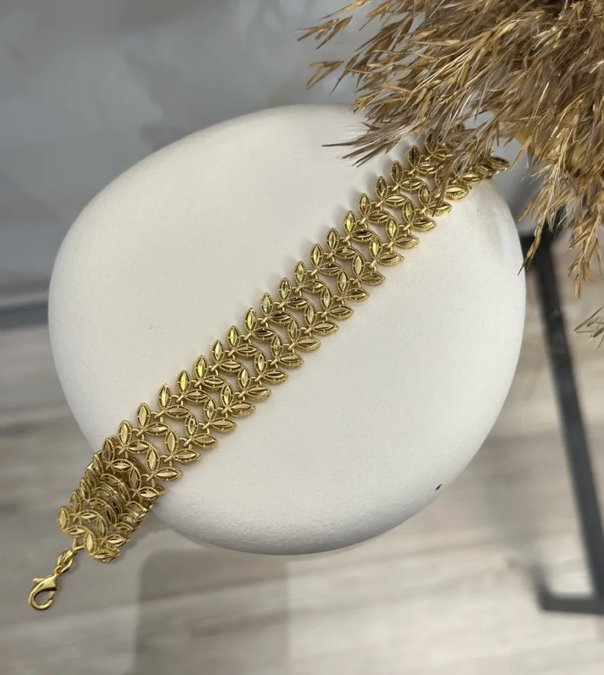 22 Ayar Cift Sıra Başak Bileklik (19+4 cm)