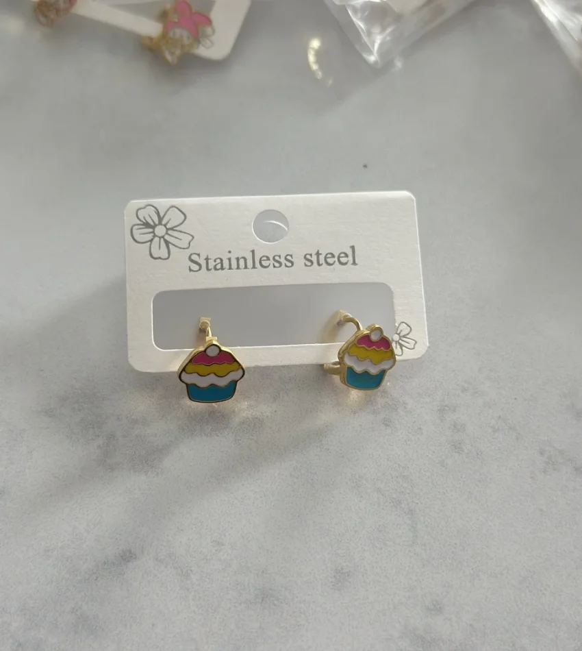 Renkli Kap Kek Çocuk Küpe