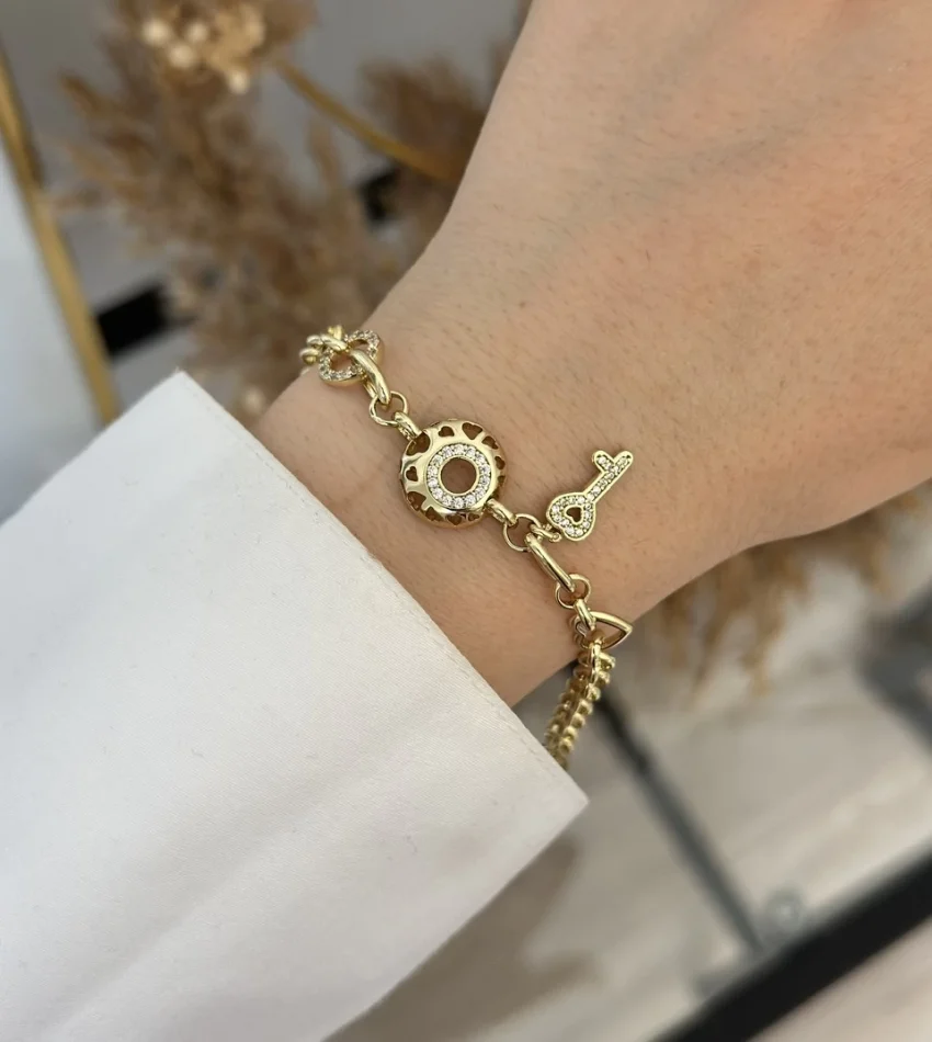 Kalpli Anahtar Charmli XP Bileklik (16+3 cm)