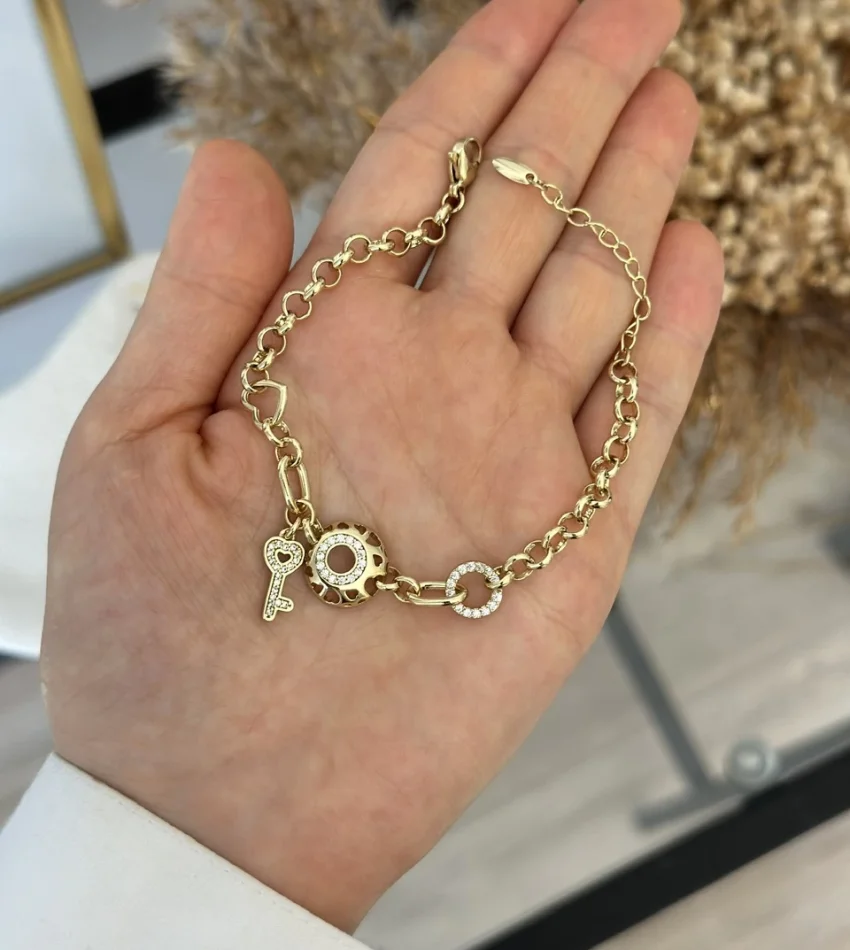 Kalpli Anahtar Charmli XP Bileklik (16+3 cm)