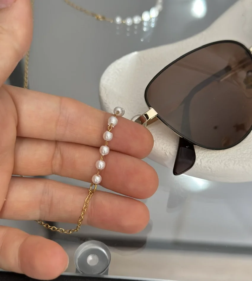 İncili Çelik Gözlük Zinciri