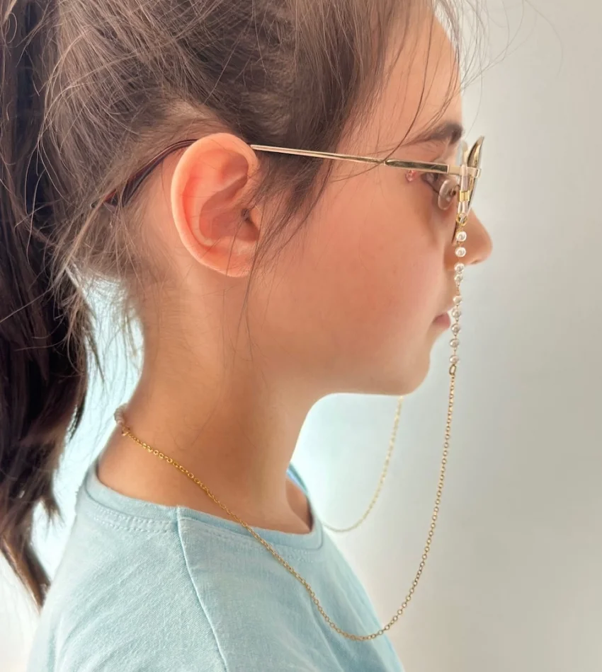 İncili Çelik Gözlük Zinciri