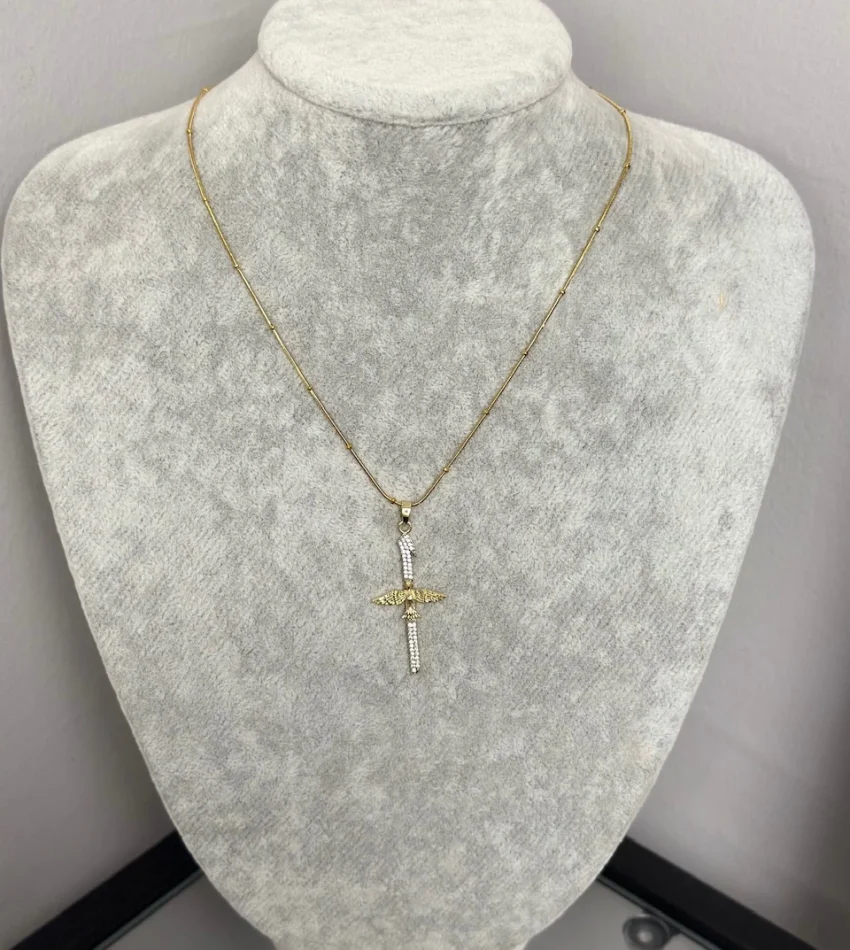 Çelik Elif-Anka Kuşu Kolye (40+5 cm)