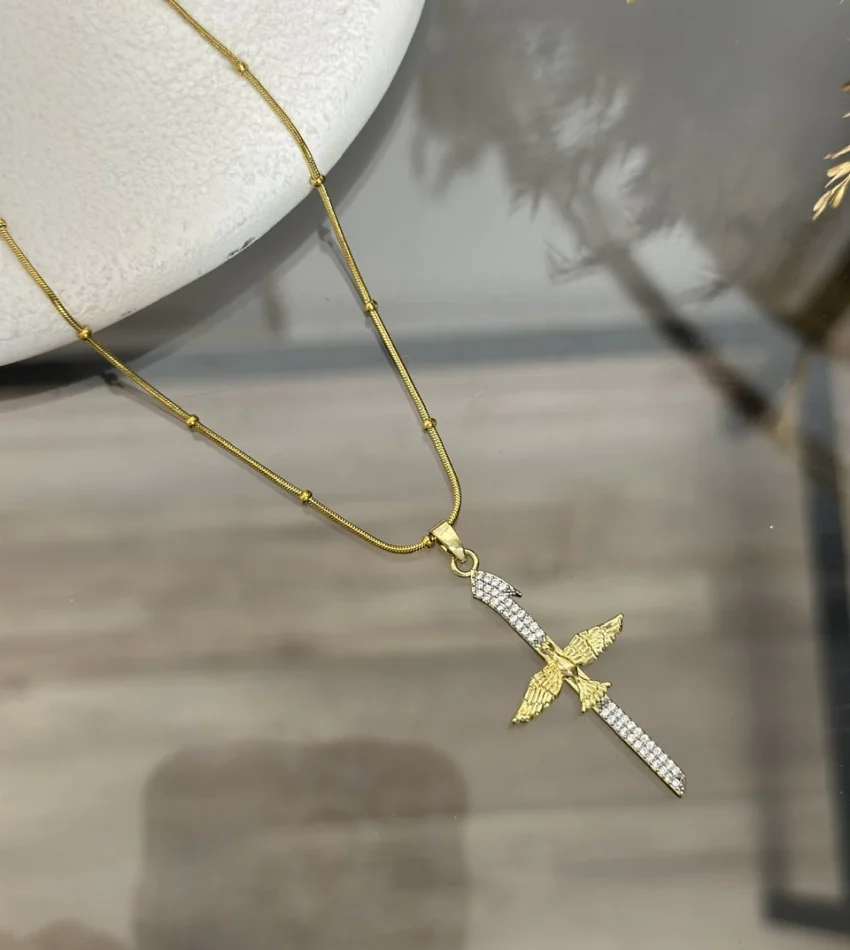 Çelik Elif-Anka Kuşu Kolye (40+5 cm)