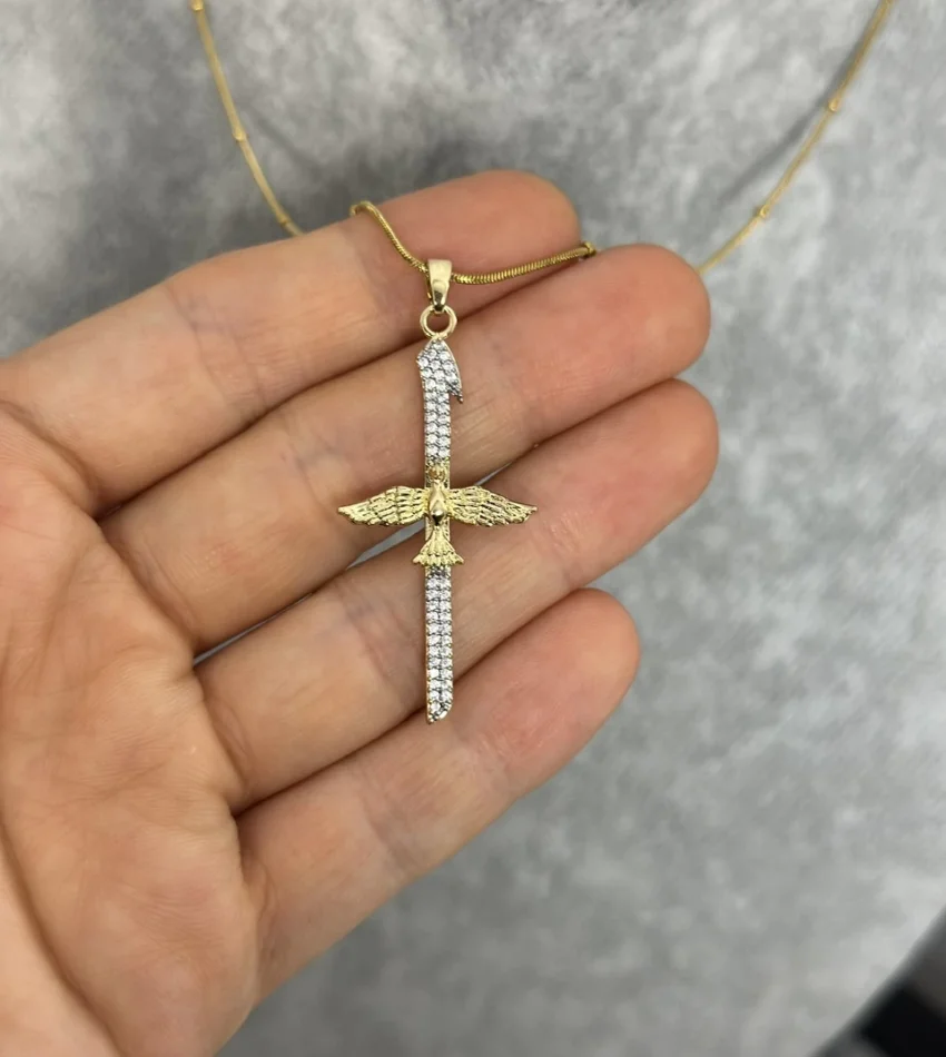 Çelik Elif-Anka Kuşu Kolye (40+5 cm)