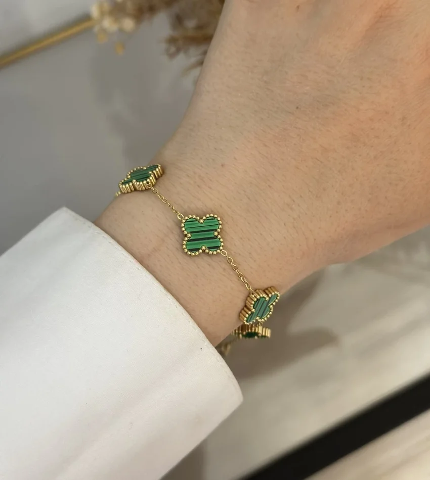 Çelik Marka Model Yeşil Yonca Bileklik