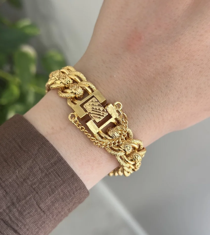 22 Ayar İsleme Topçuk Detaylı Samanyolu Bileklik (20 cm)