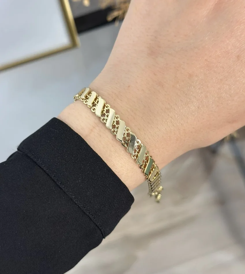 XP Gold Yassı Sıra Pullu Bileklik