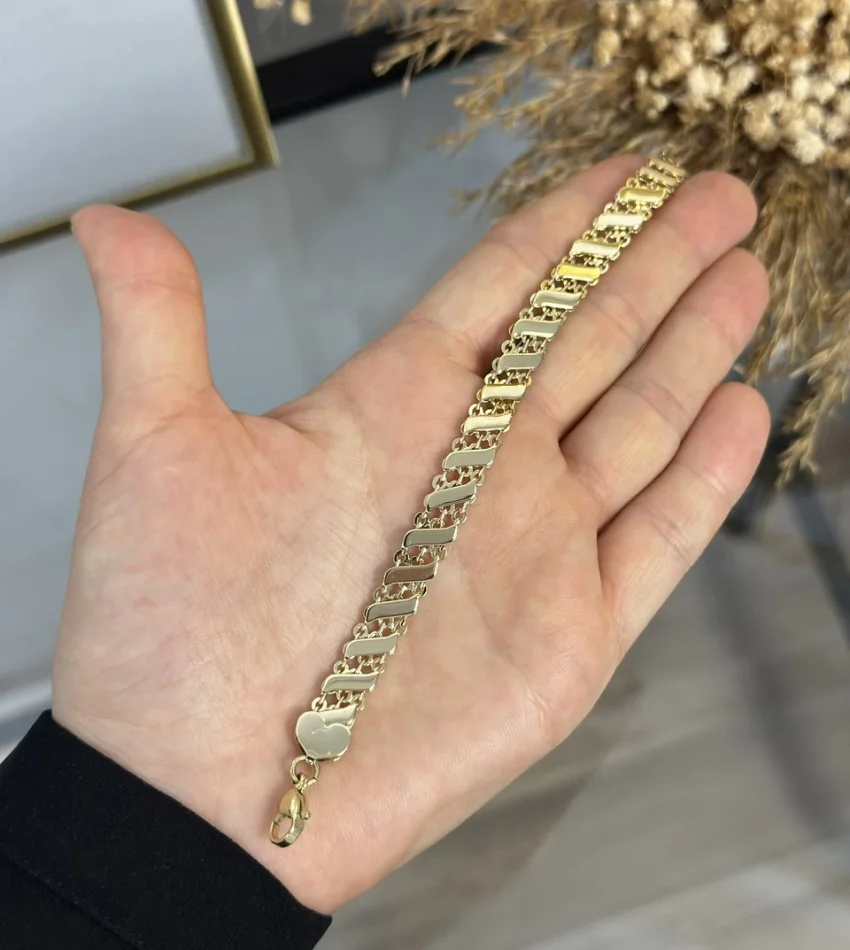 XP Gold Yassı Sıra Pullu Bileklik