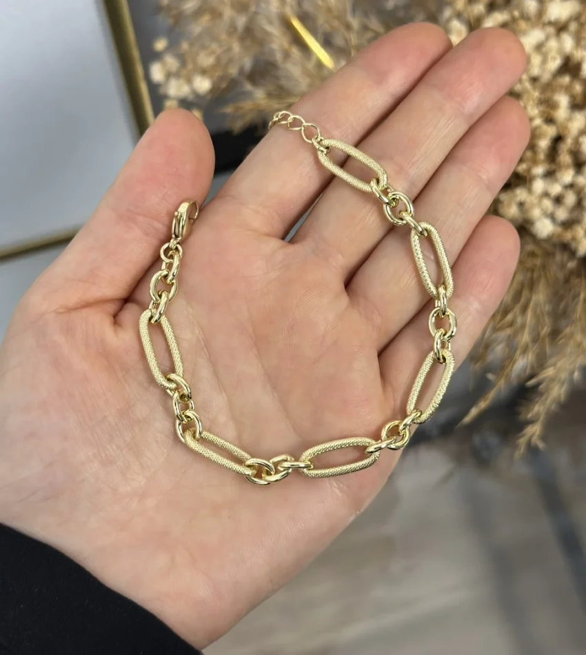 XP Gold Oval Geçişli Zincir Bileklik