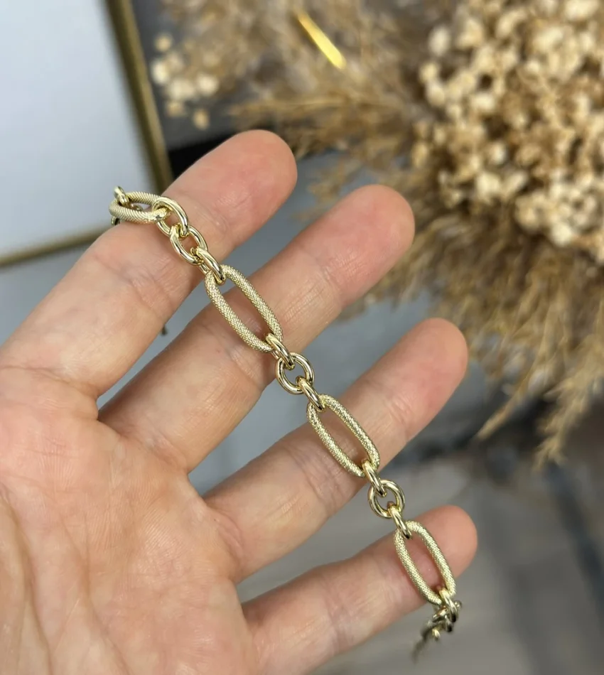 XP Gold Oval Geçişli Zincir Bileklik
