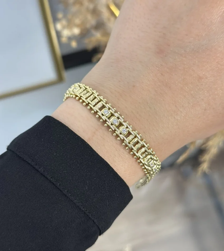 XP Gold Dorikali Hasir Taşlı Bileklik (17+2 cm)