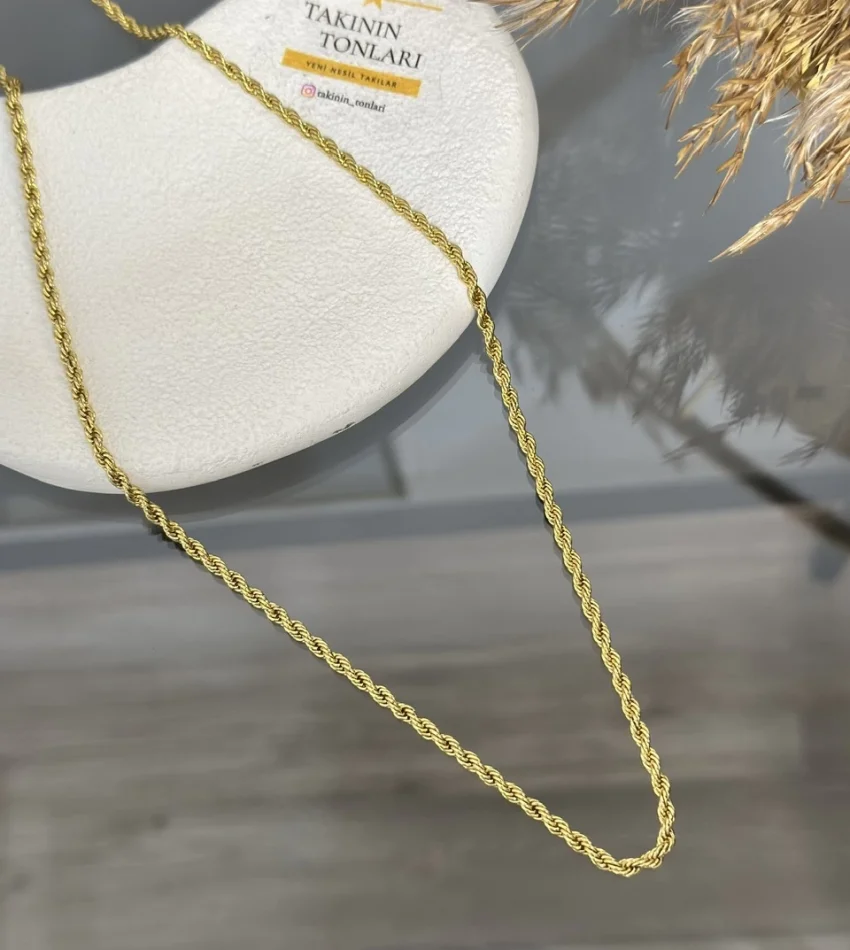 22 Ayar 3 mm Burgu Kolye (80 cm )