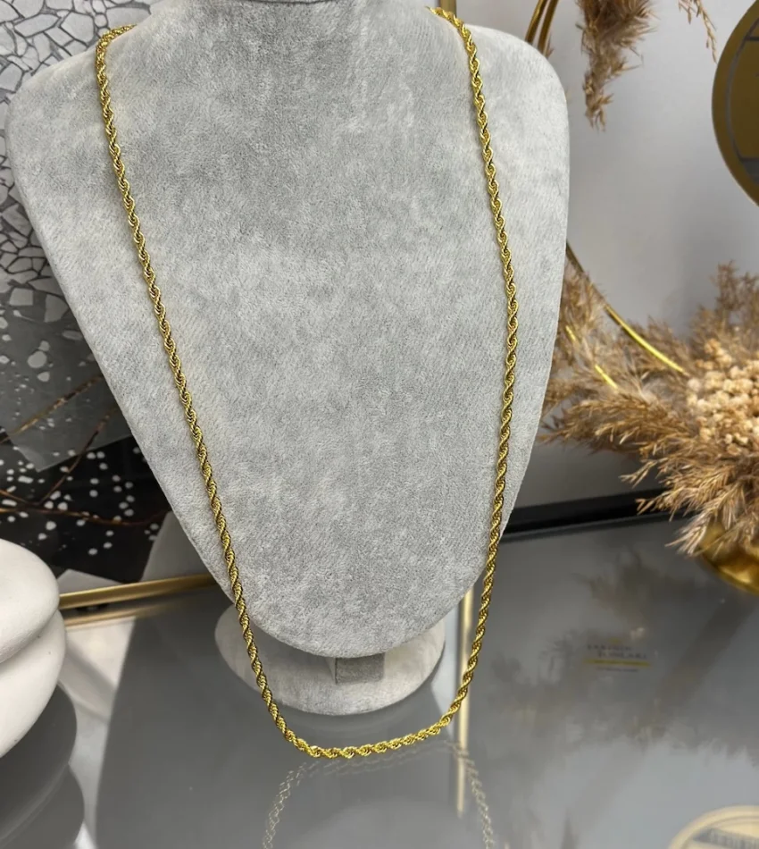 22 Ayar 4 mm Burgu Kolye (Premium Kalite-80 cm)