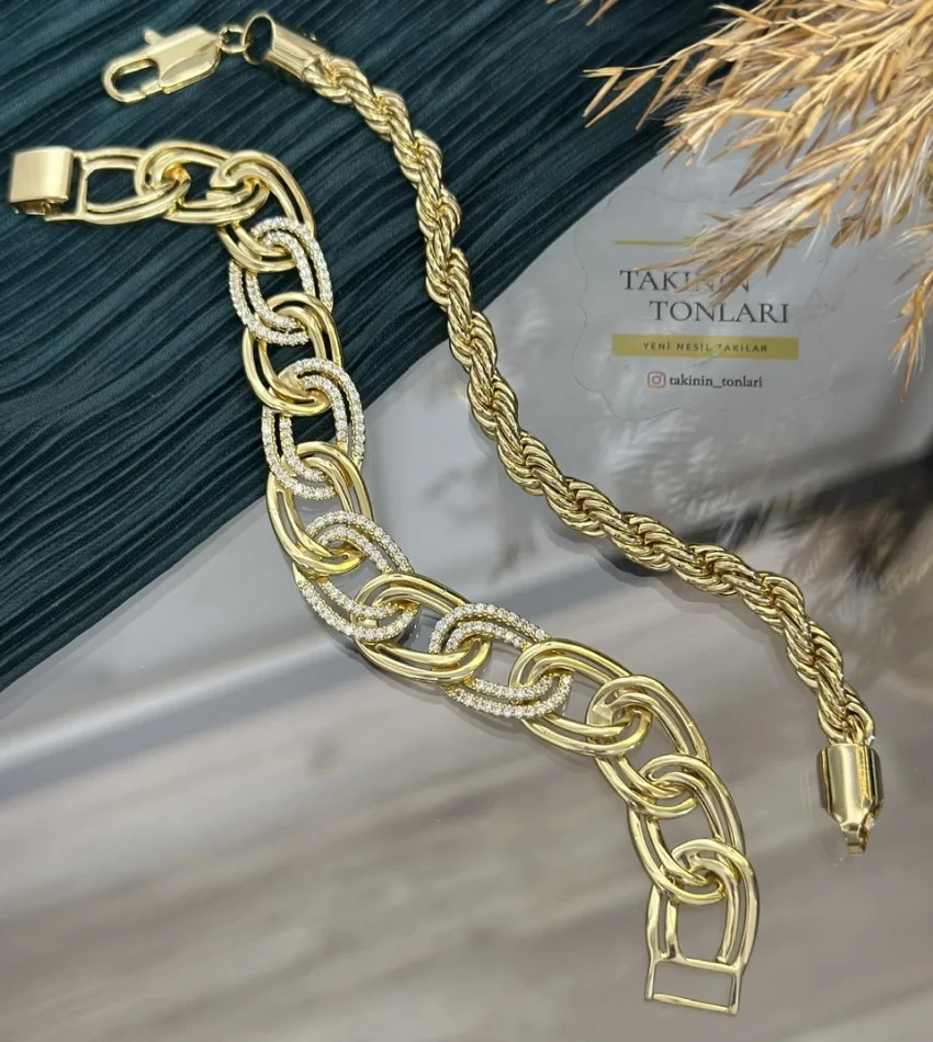 14 Ayar X P Marka Samanyolu-Burgu Bileklik Kombini