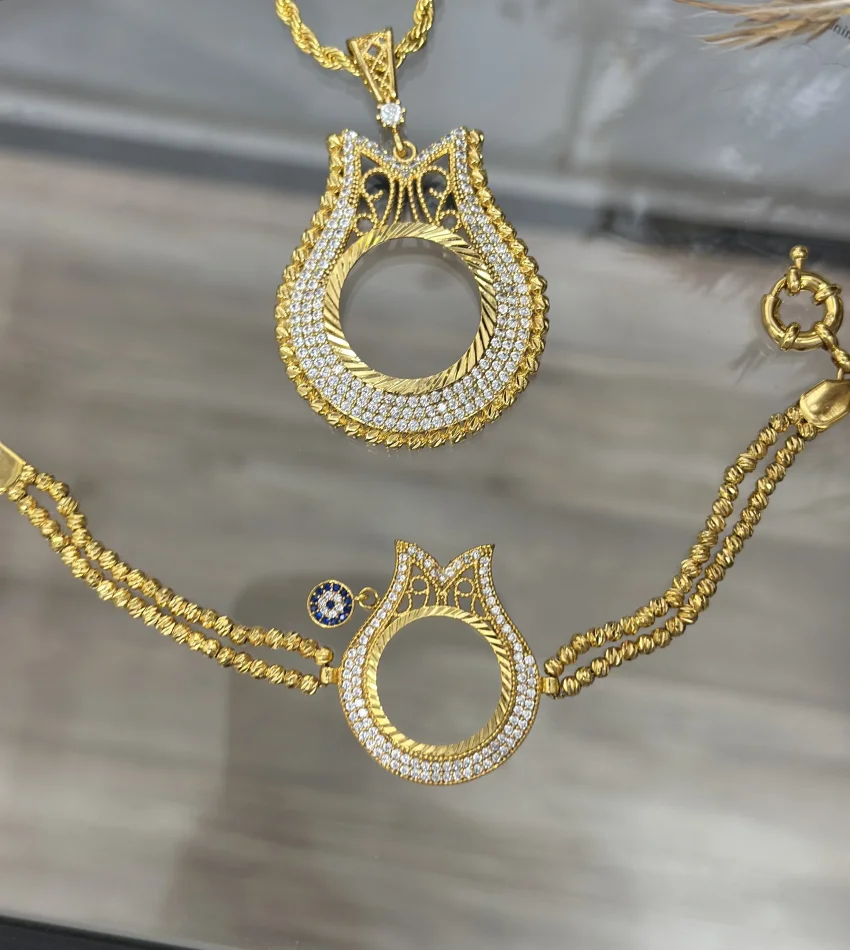 22 Ayar Lale Model Yarimlik Kolye-Bileklik