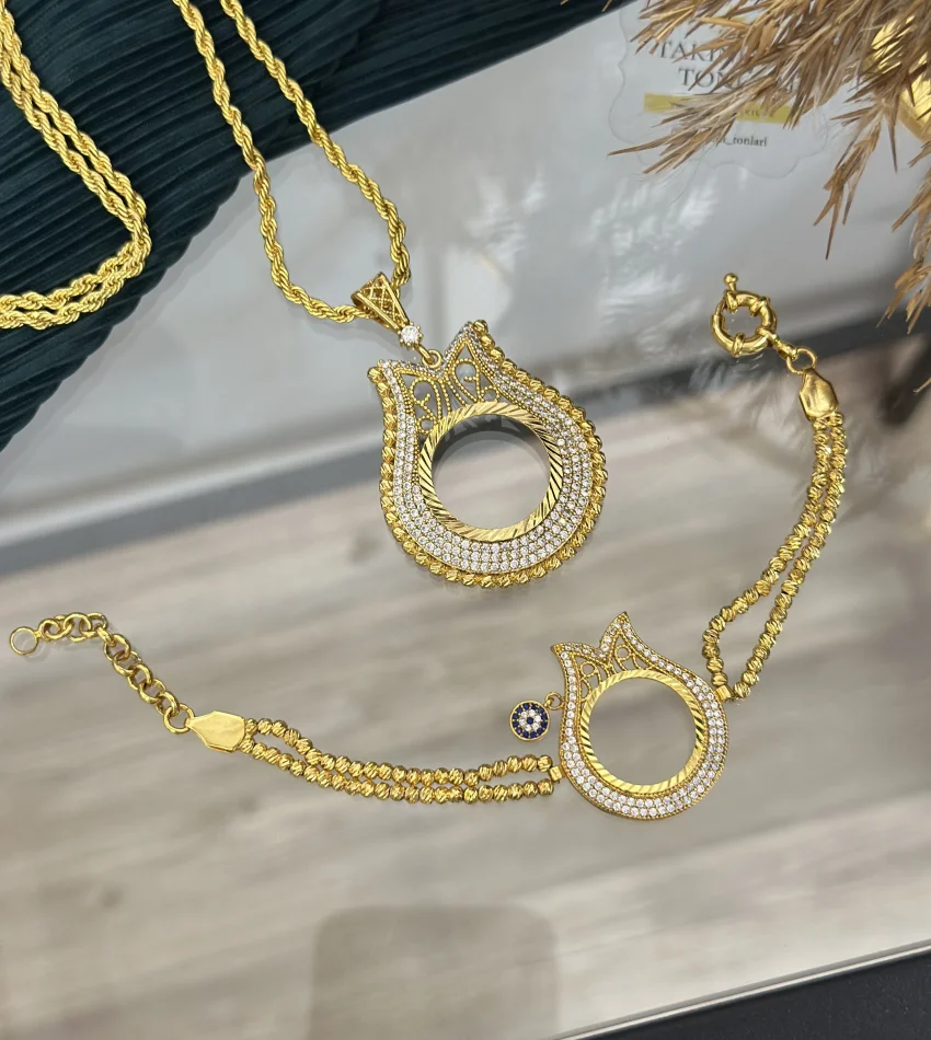 22 Ayar Lale Model Yarimlik Kolye-Bileklik