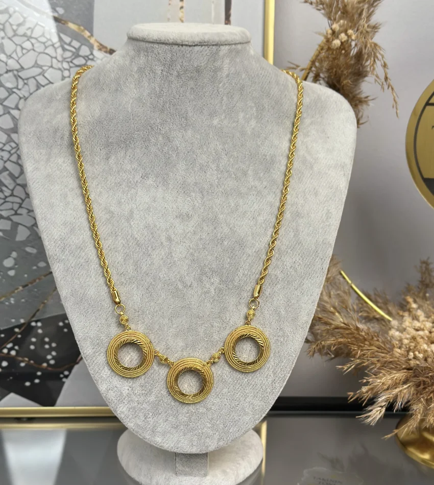 22 Ayar 3’lü Hasır Görünümlü Çeyreklik Kolye