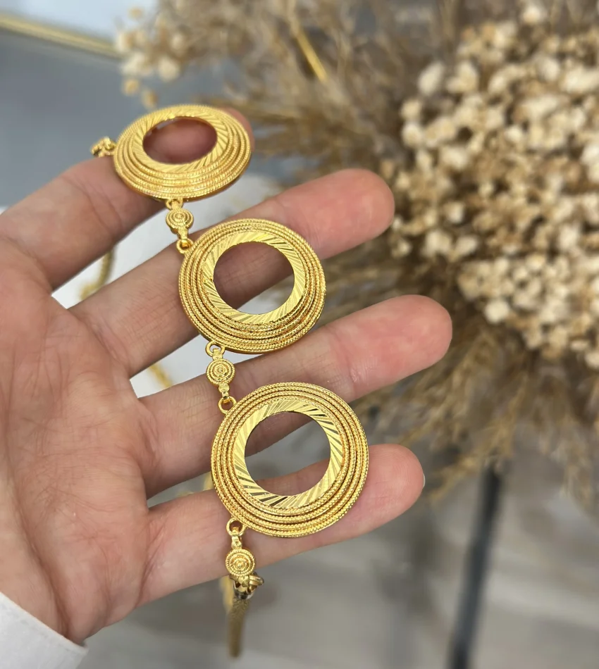 22 Ayar 3’lü Hasır Görünümlü Çeyreklik Kolye