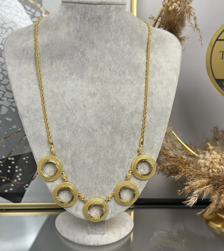 22 Ayar 5’li Hasır Detay Çeyreklik Kolye (65 cm)