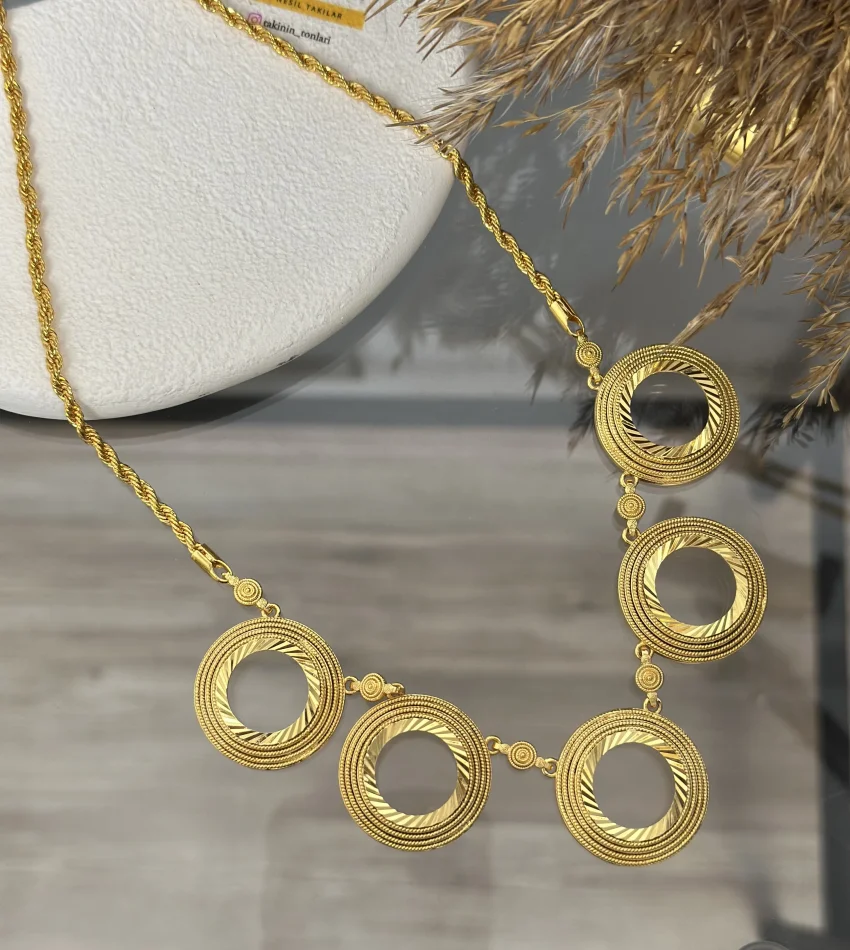 22 Ayar 5’li Hasır Detay Çeyreklik Kolye (65 cm)