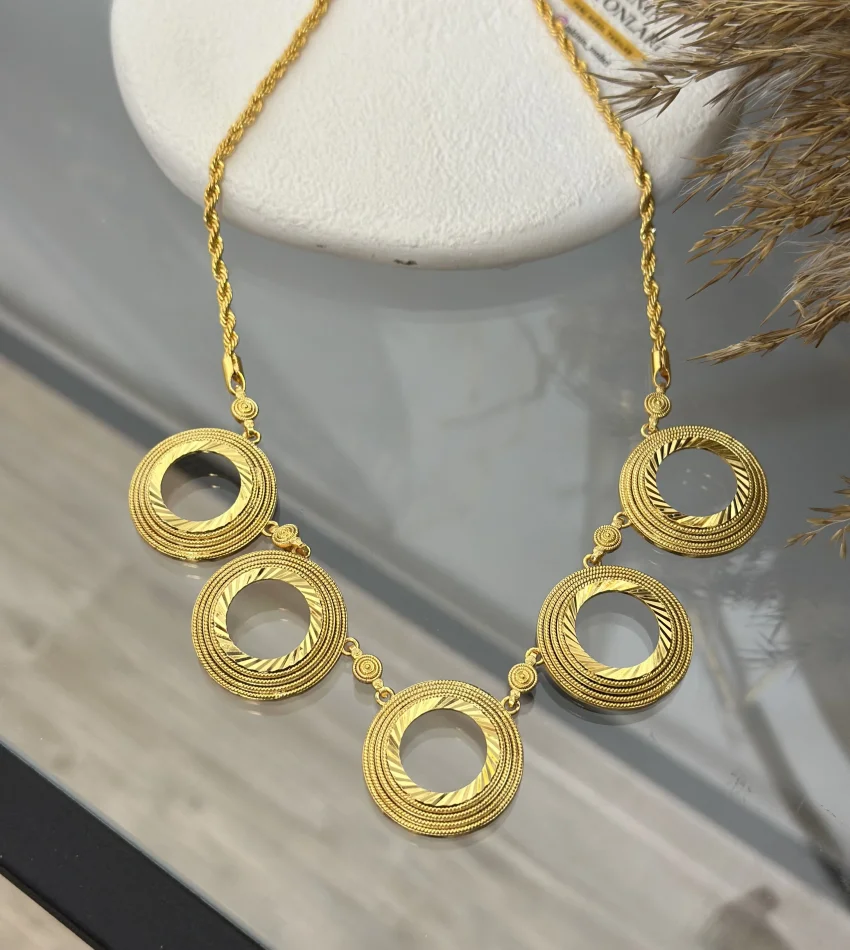 22 Ayar 5’li Hasır Detay Çeyreklik Kolye (65 cm)