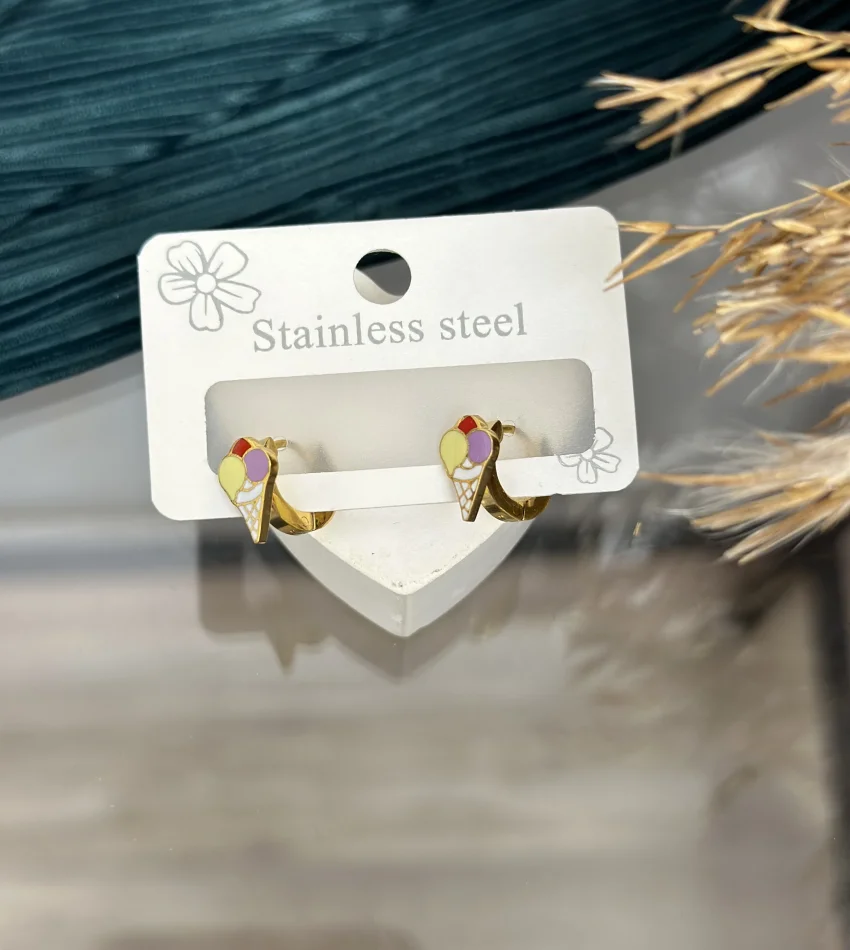 Dondurmalı Çelik Çocuk Küpesi