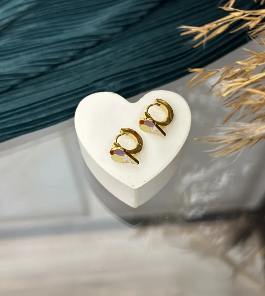 Dondurmalı Çelik Çocuk Küpesi