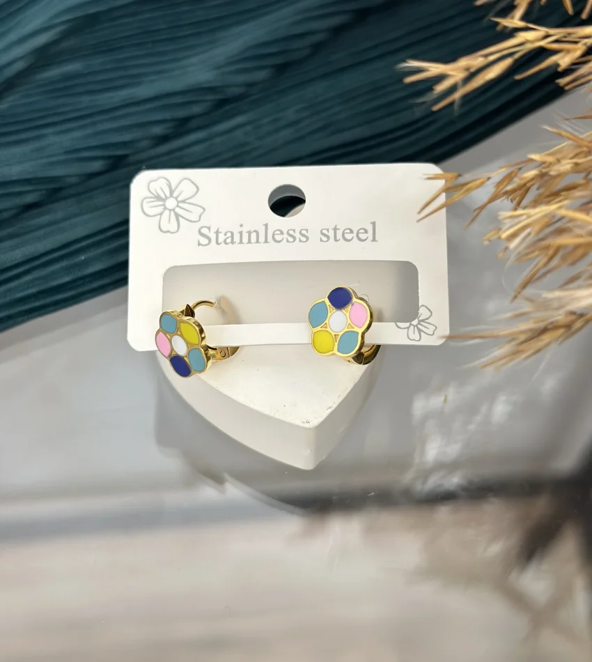 Renkli Papatya Çelik Çocuk Küpesi