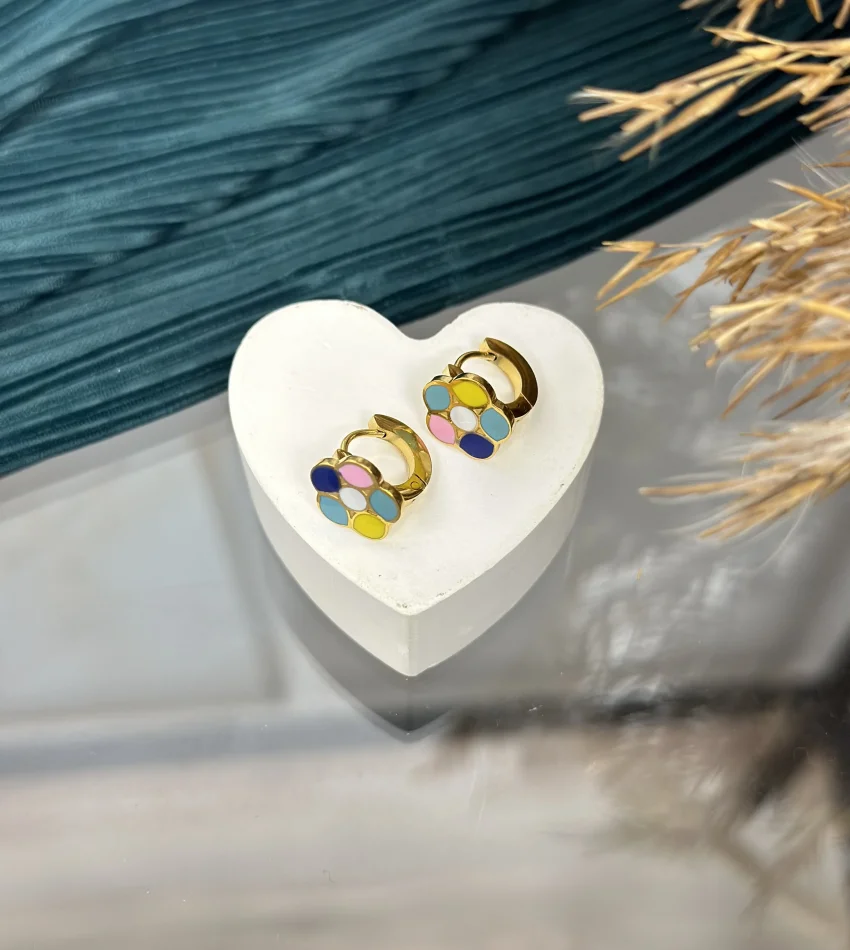 Renkli Papatya Çelik Çocuk Küpesi