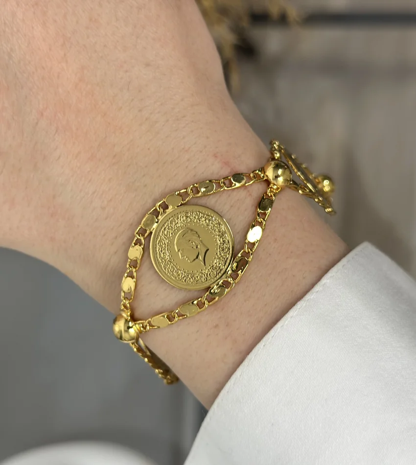 22 Ayar Üçlü Çeyrekli Arpa Bileklik (19+5 cm uzatma)