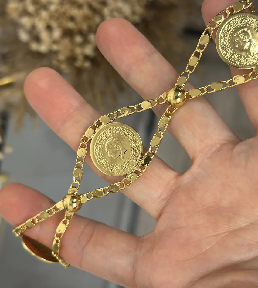 22 Ayar Üçlü Çeyrekli Arpa Bileklik (19+5 cm uzatma)