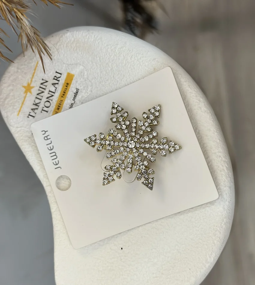 Kar Tanesi Taşlı Broş