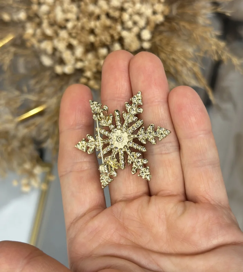 Kar Tanesi Taşlı Broş