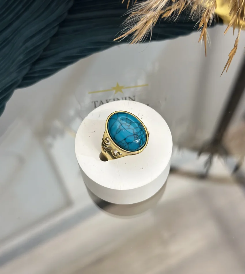 Çelik Turkuaz Taşı Yüzük (7 no)
