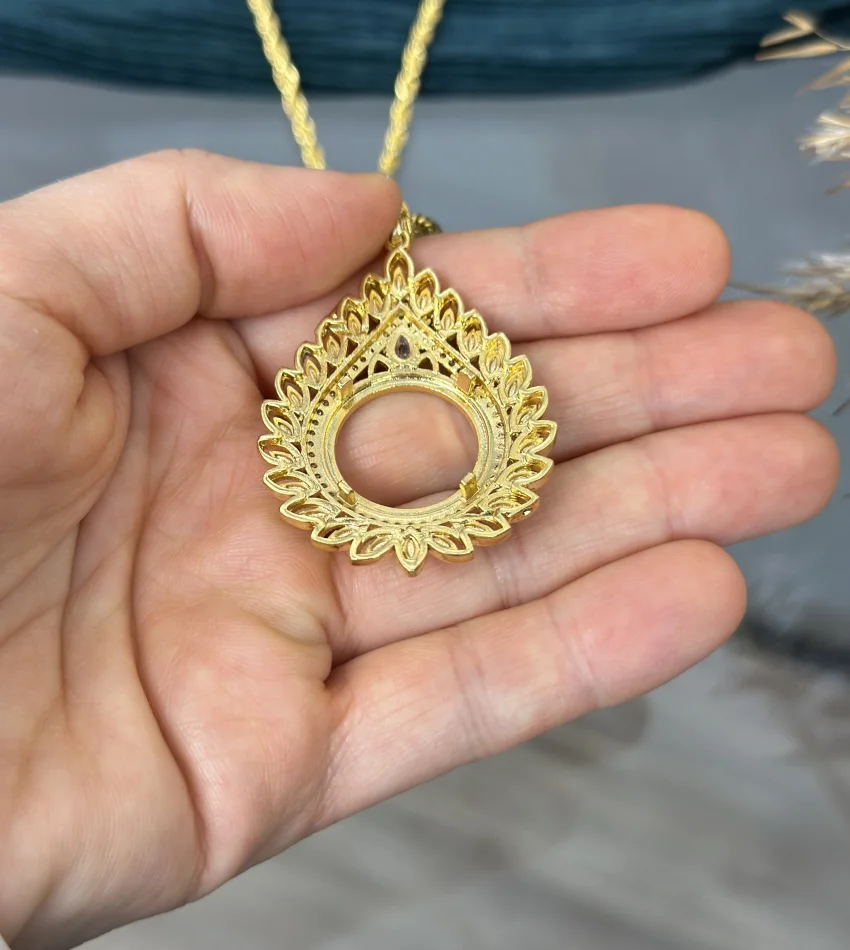 22 Ayar Başak Yaprağı Model Çeyreklik Kolye (50 cm)