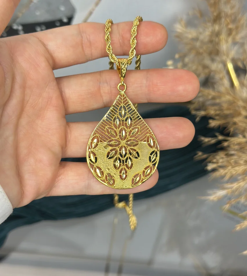 22 Ayar Telkari İşi Damla Model Kolye (50 cm)