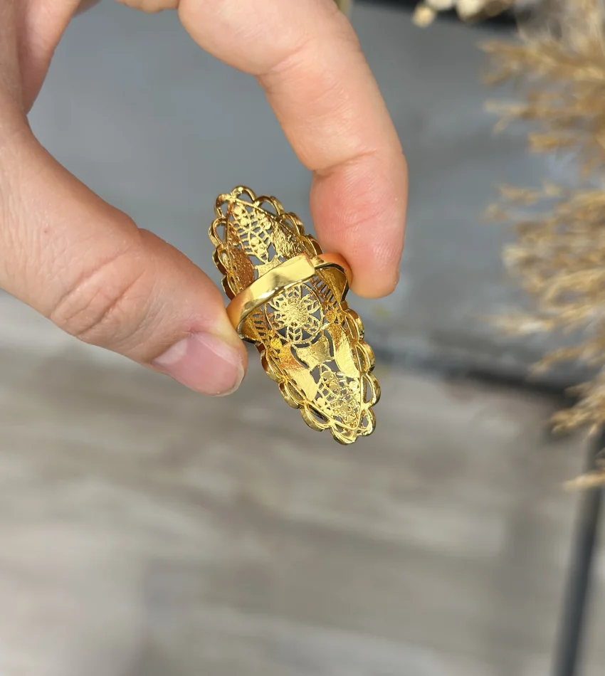 22 Ayar Telkari İşi Hint Yüzüğü Seri 2 (Ayarlanabilir)