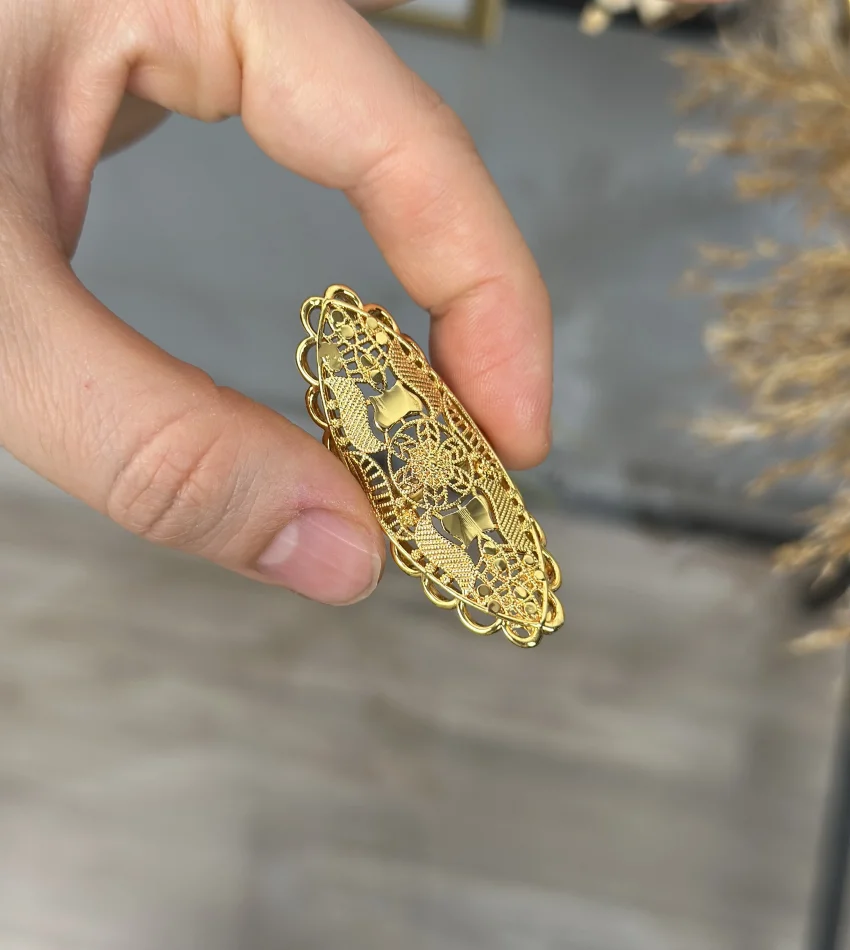 22 Ayar Telkari İşi Hint Yüzüğü Seri 2 (Ayarlanabilir)