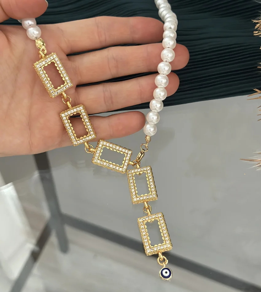 İncili 5’li Gram Altınlık Y Kolye