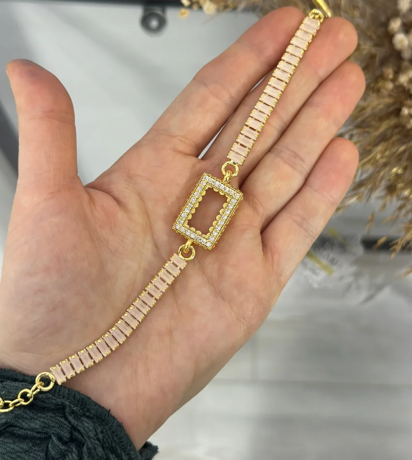 Gram Altınlık Soft Pembe Baget Bileklik (17.5+3 cm)