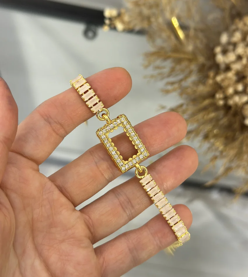 Gram Altınlık Soft Pembe Baget Bileklik (17.5+3 cm)