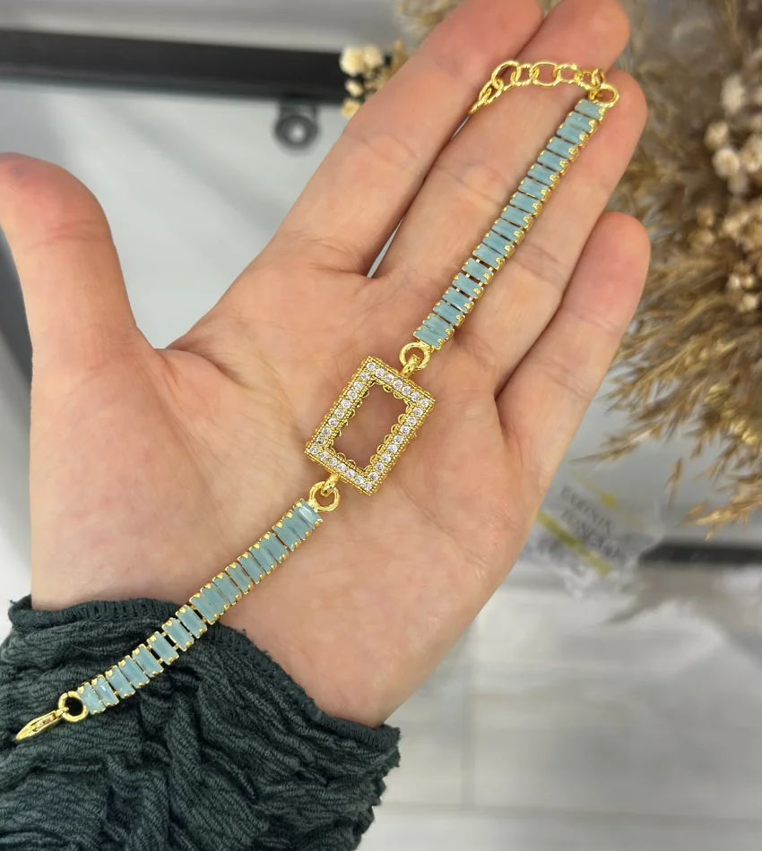 Gram Altınlık Mavi Baget Bileklik (17.5+3 cm)
