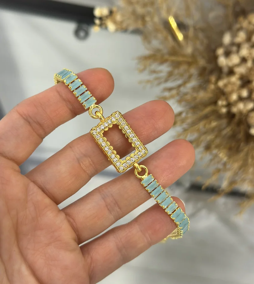 Gram Altınlık Mavi Baget Bileklik (17.5+3 cm)