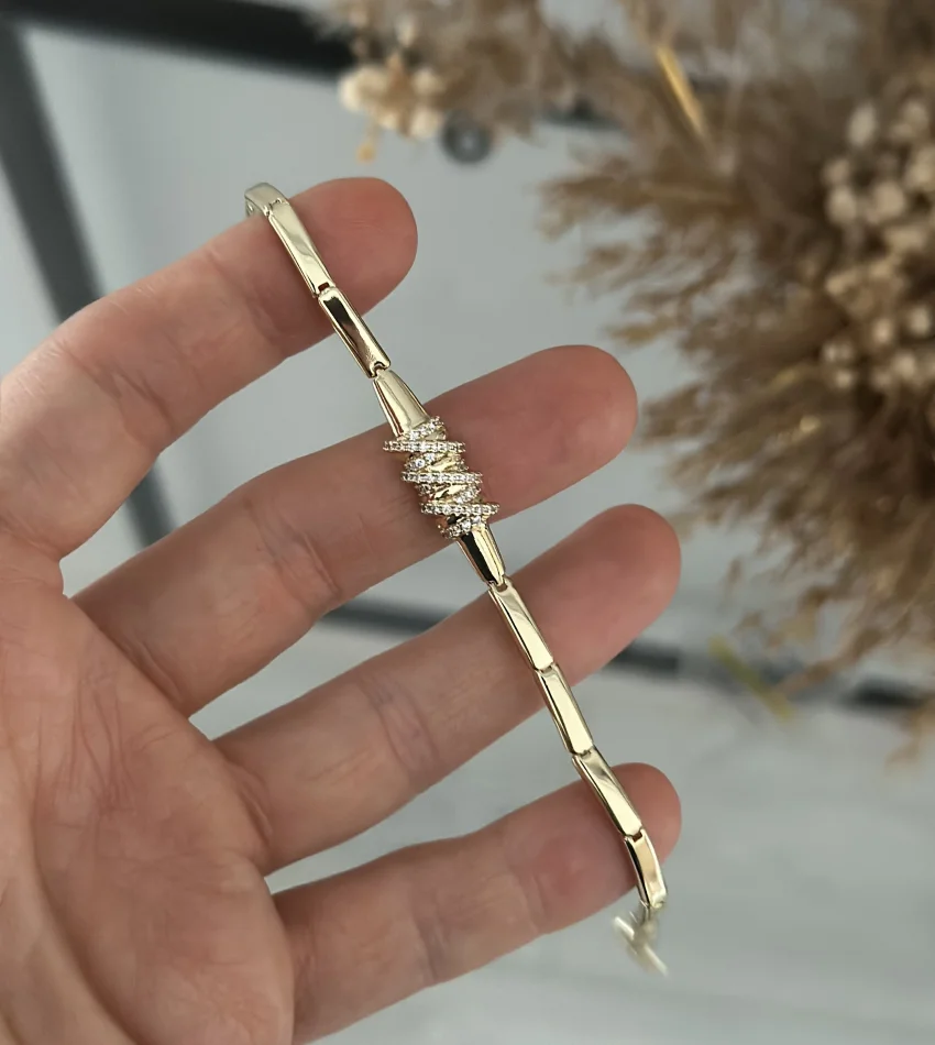 XP Gold Zikzak Geçişli Bileklik