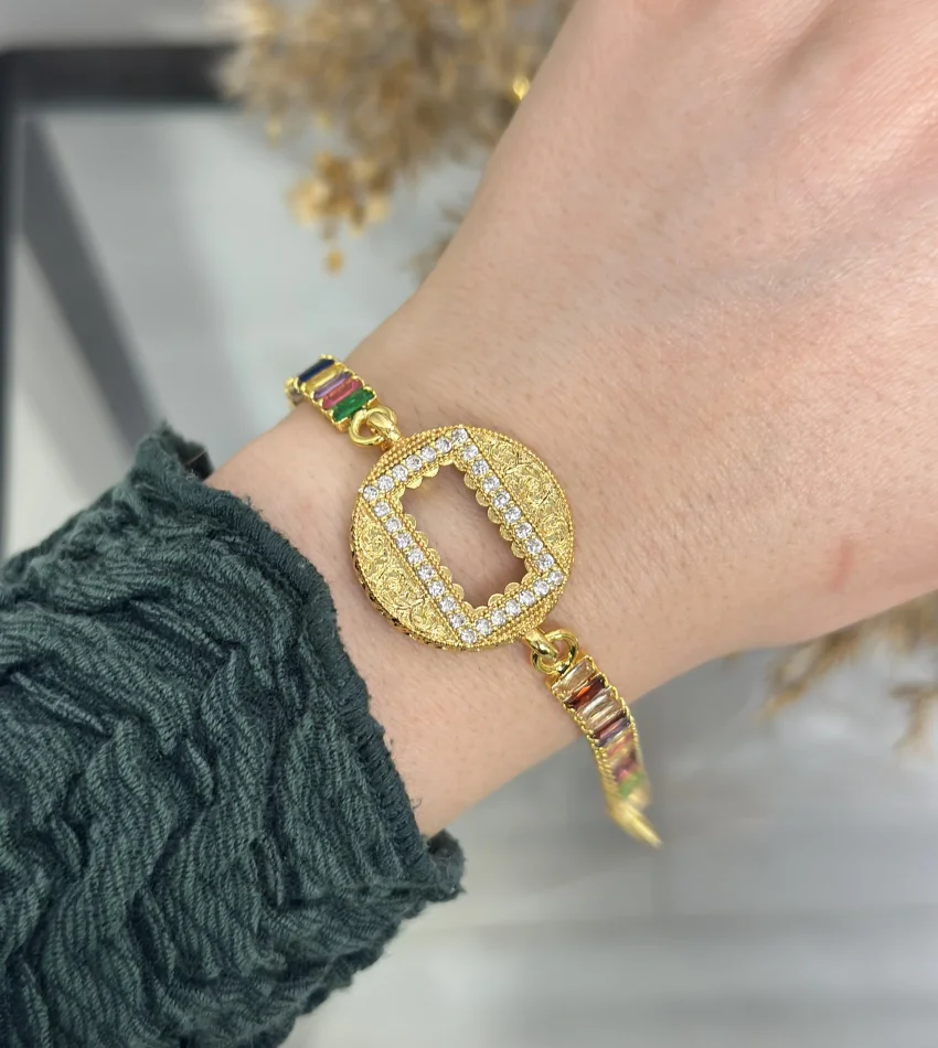 Yuvarlak Gram Altınlık Renkli Baget Bileklik (17.5+3 cm)