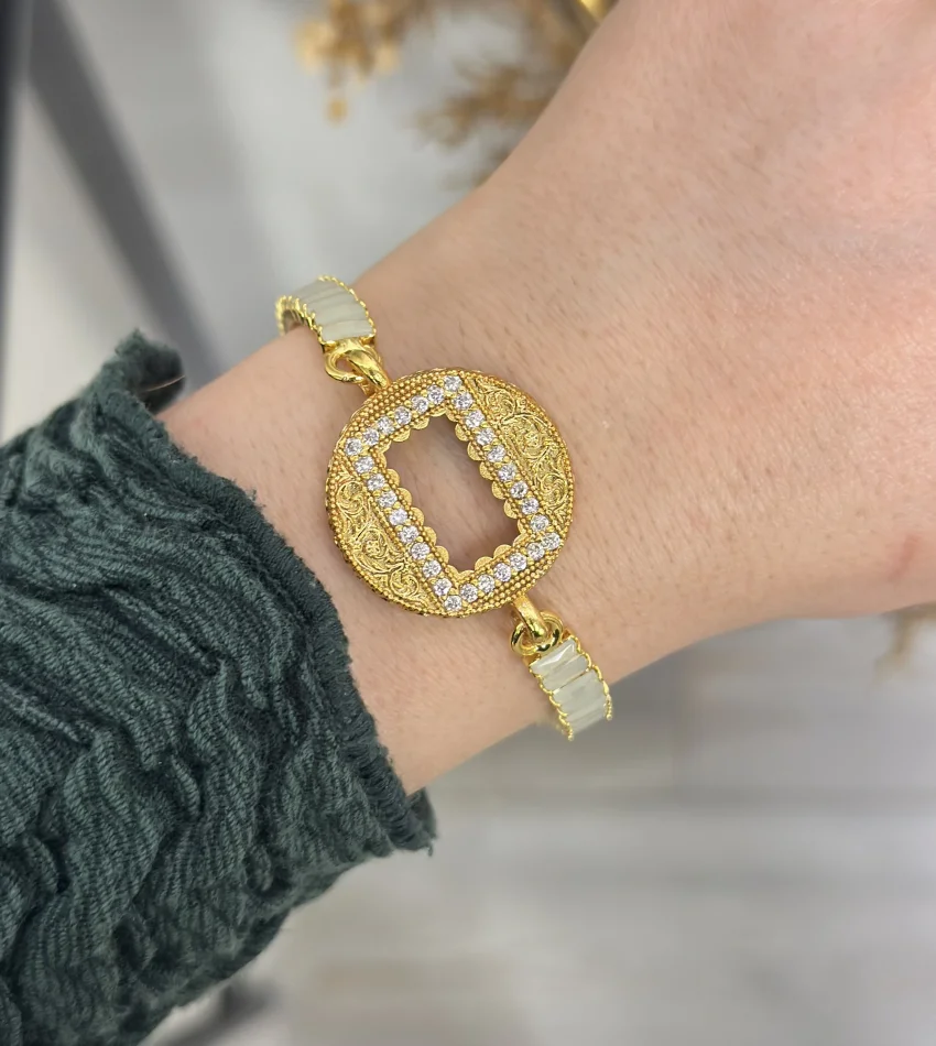 Yuvarlak Gram Altınlık Soft Yeşil Baget Bileklik