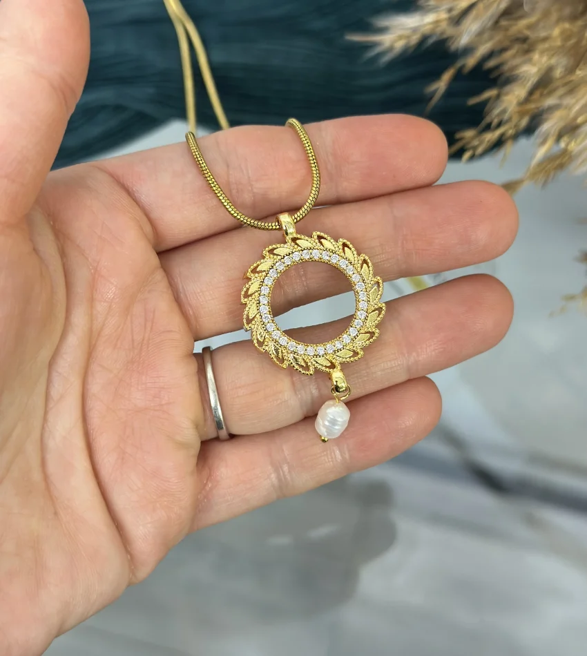 Çeyreklik Doğal İncili Buğday Model Kolye (60 cm)