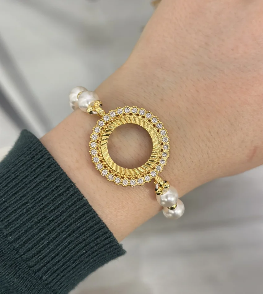 Çeyreklik Taşlı İncili Dorikali Bileklik